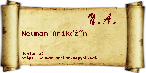 Neuman Arikán névjegykártya